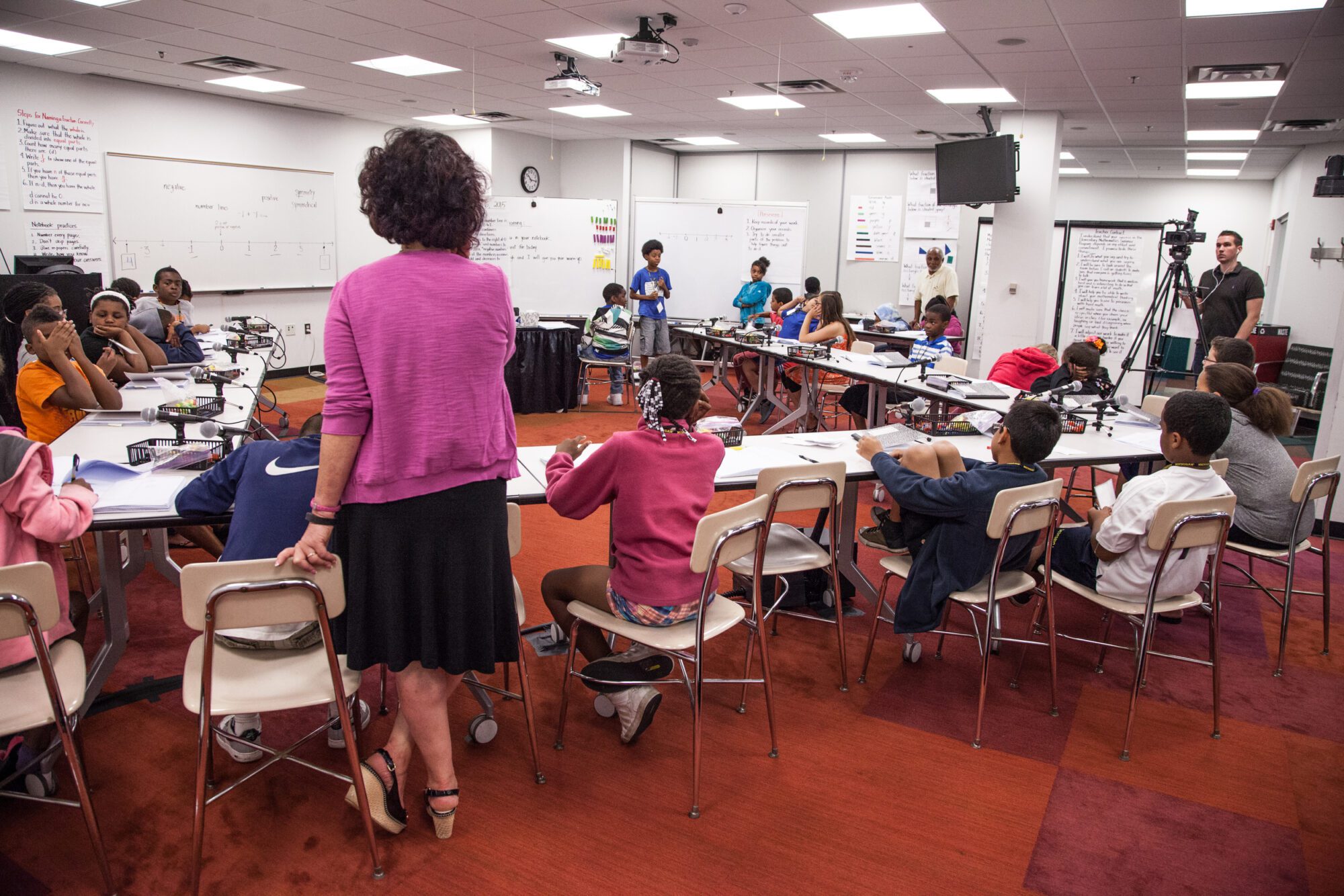 Deborah Loewenberg Ball working with elementary aged school children at a