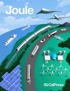 Joule cover showing trains, boats, trucks and other hydrogen powered vehicles and infrastructure