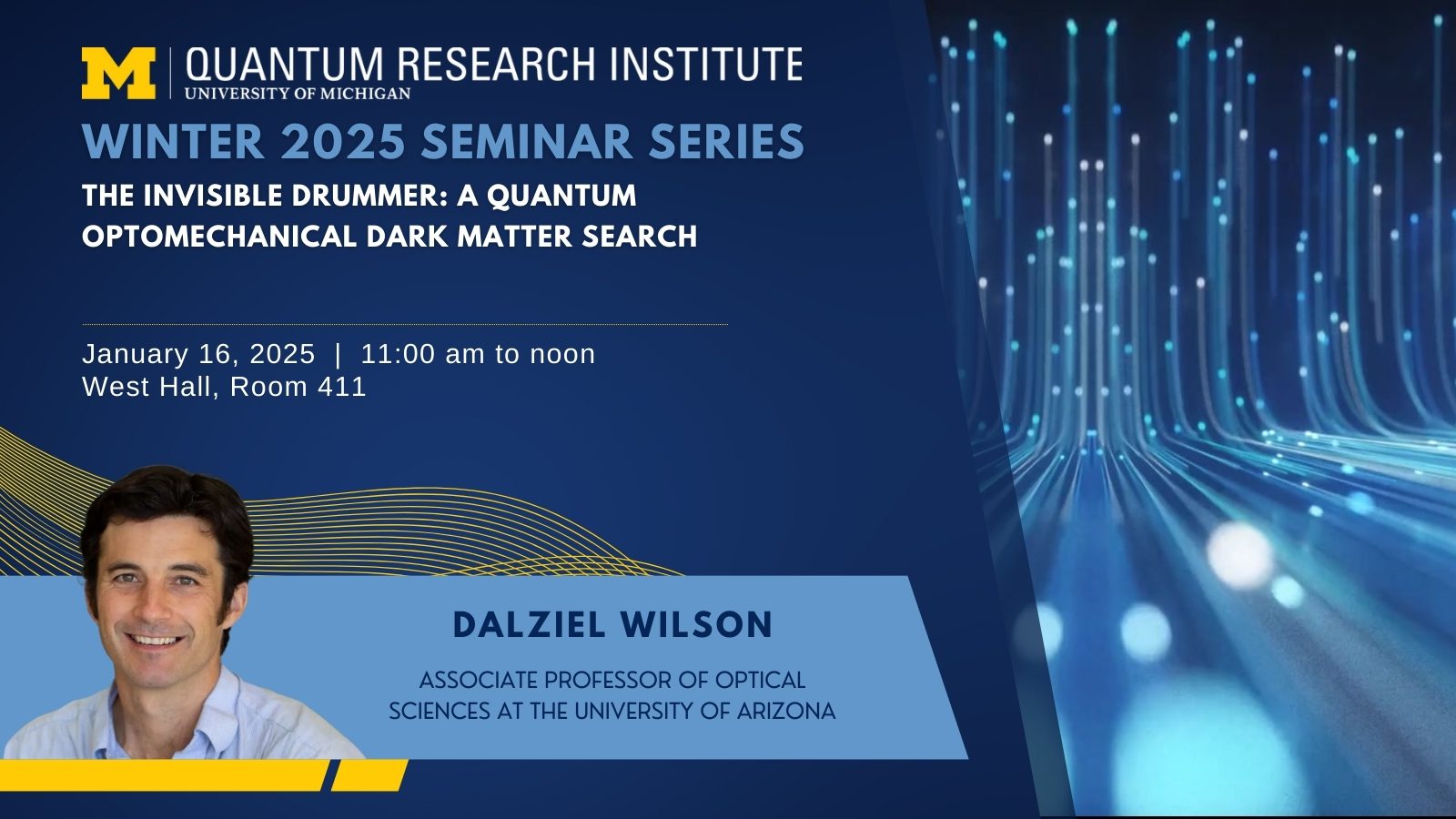 Graphic with headshot of Dalziel Wilson, Associate Professor of Optical Sciences at the University of Arizona