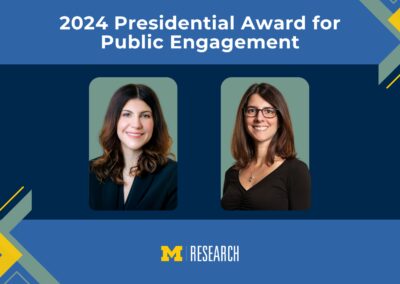 text: 2024 Presidential Award for Public Engagement photos of Monica Dus and April Zeoli