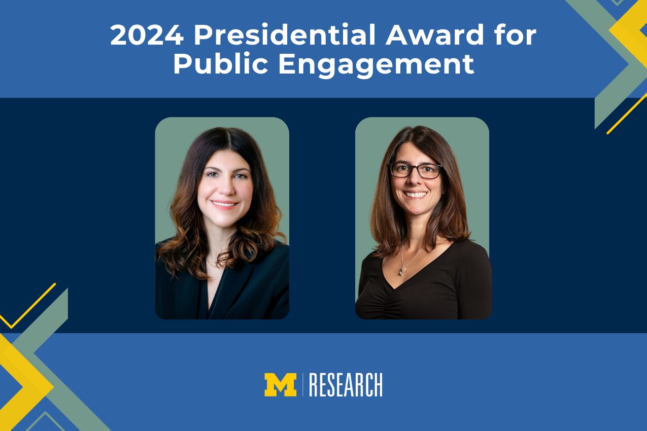 text: 2024 Presidential Award for Public Engagement photos of Monica Dus and April Zeoli