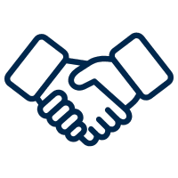 a handshake icon on a white background