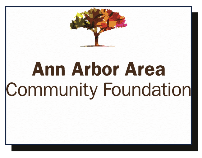 Ann Arbor Area Community Foundation logo, displaying a stylized multicolored tree above the brown text 'Ann Arbor Area Community Foundation' on a white background.