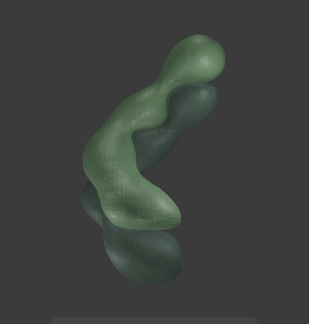 Animated GIF of an electron visualized as a small glowing sphere, moving through a green, translucent helical structure and twisting as it travels along the spiral path against a dark background.